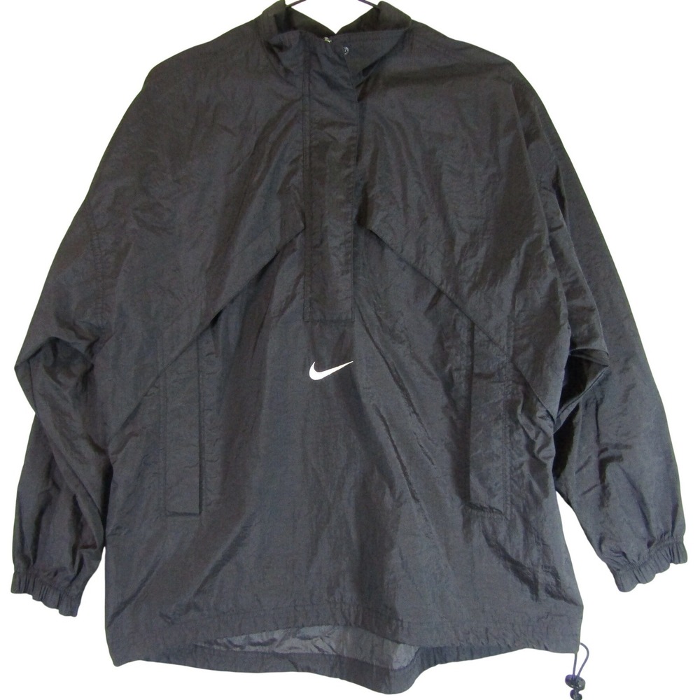 Nike Windbreaker Anorak Mens Medium Black Good Vintage 90s Pullover Half Zip